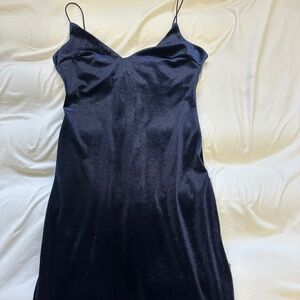 Navy Blue Velvet Dress